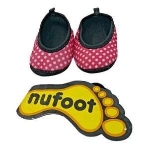 Nufoot 1472 Baby Slippers Ballet Flats Pink with White Polka Dots 0-6 Months